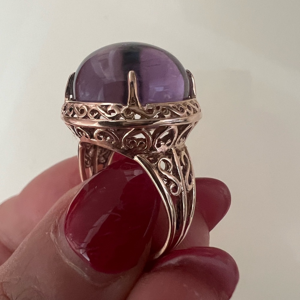 14k rose gold antique huge purple amethyst about 10 carat ring sz 8